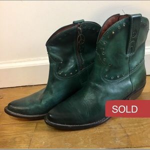 Emerald leather RARE lucky brand boho booties
